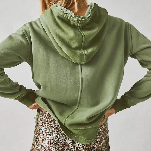 NEW Free People We The Free Zuma Hooded Sweatshirt In Sea Serpent Green - Picture 2 of 13